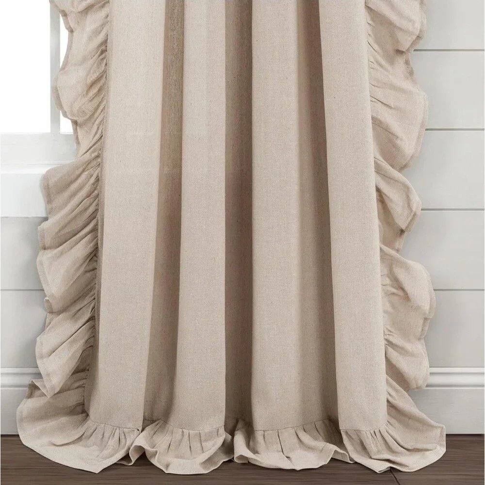 Lush Decor Linen Ruffle Window Curtain Panel (Single Panel), 84